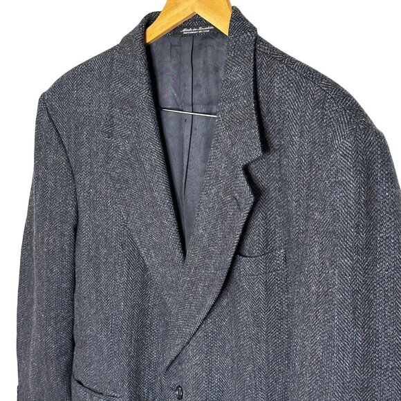 Vintage Barrington Wool Blazer 42S Charcoal Gray Herringbone Sport Coat - Picture 3 of 8
